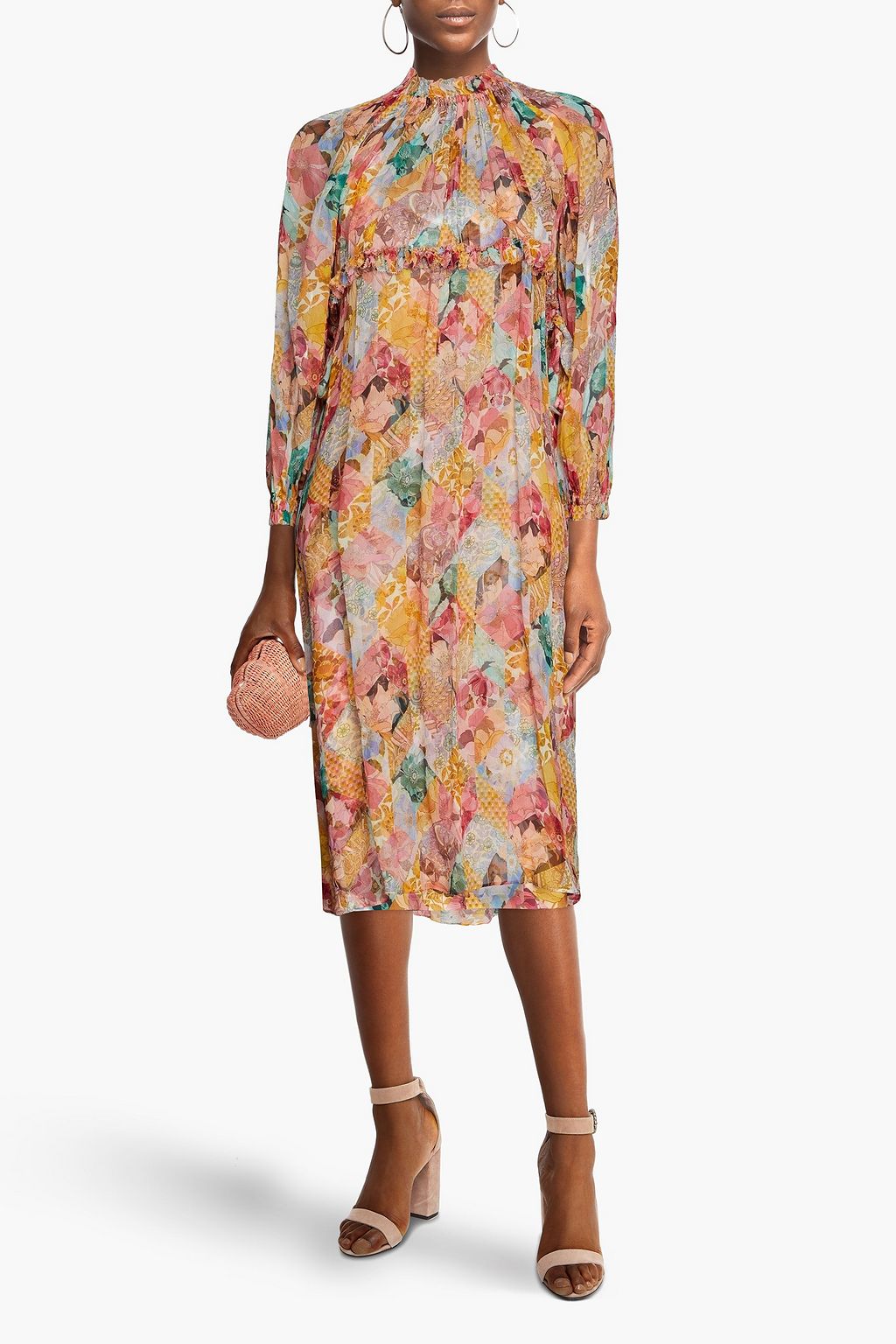 ZIMMERMANN Printed crepon midi dress