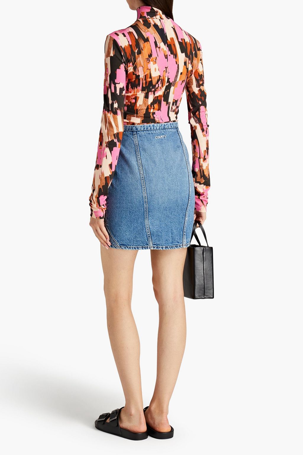 MARCELO BURLON Faded denim midi skirt