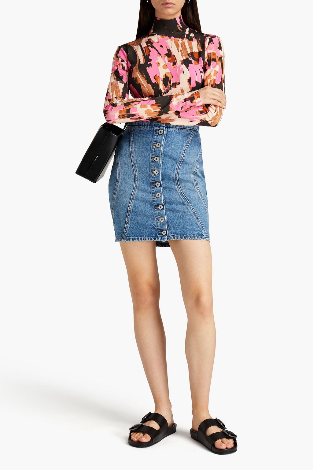 MARCELO BURLON Faded denim midi skirt
