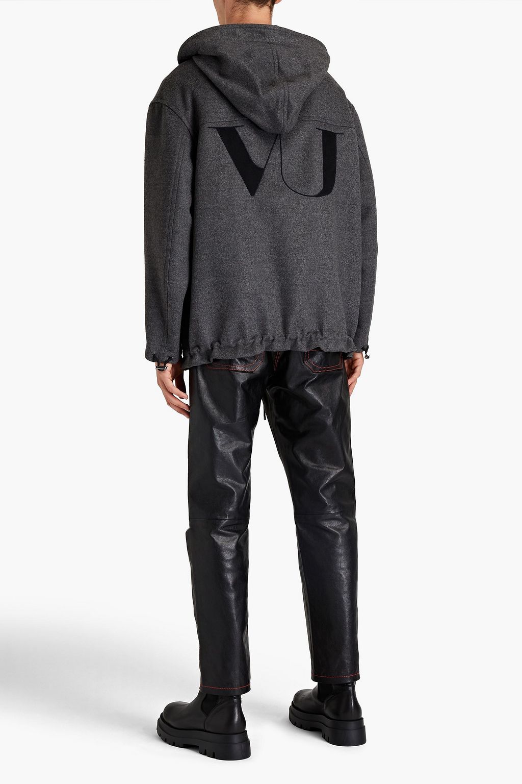VALENTINO GARAVANI WITH UNDERCOVER Hoodie aus Filz aus einer gebürsteten Woll-Kaschmirmischung mit Stickereien