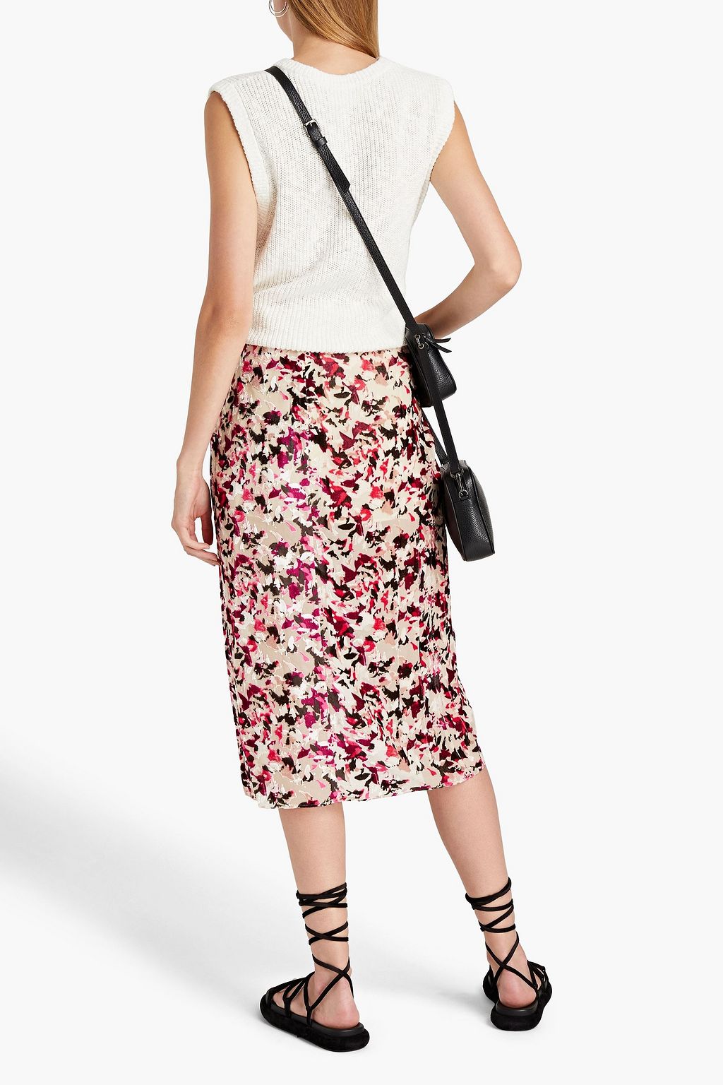 RAG & BONE Knotted printed devoré-velvet midi skirt