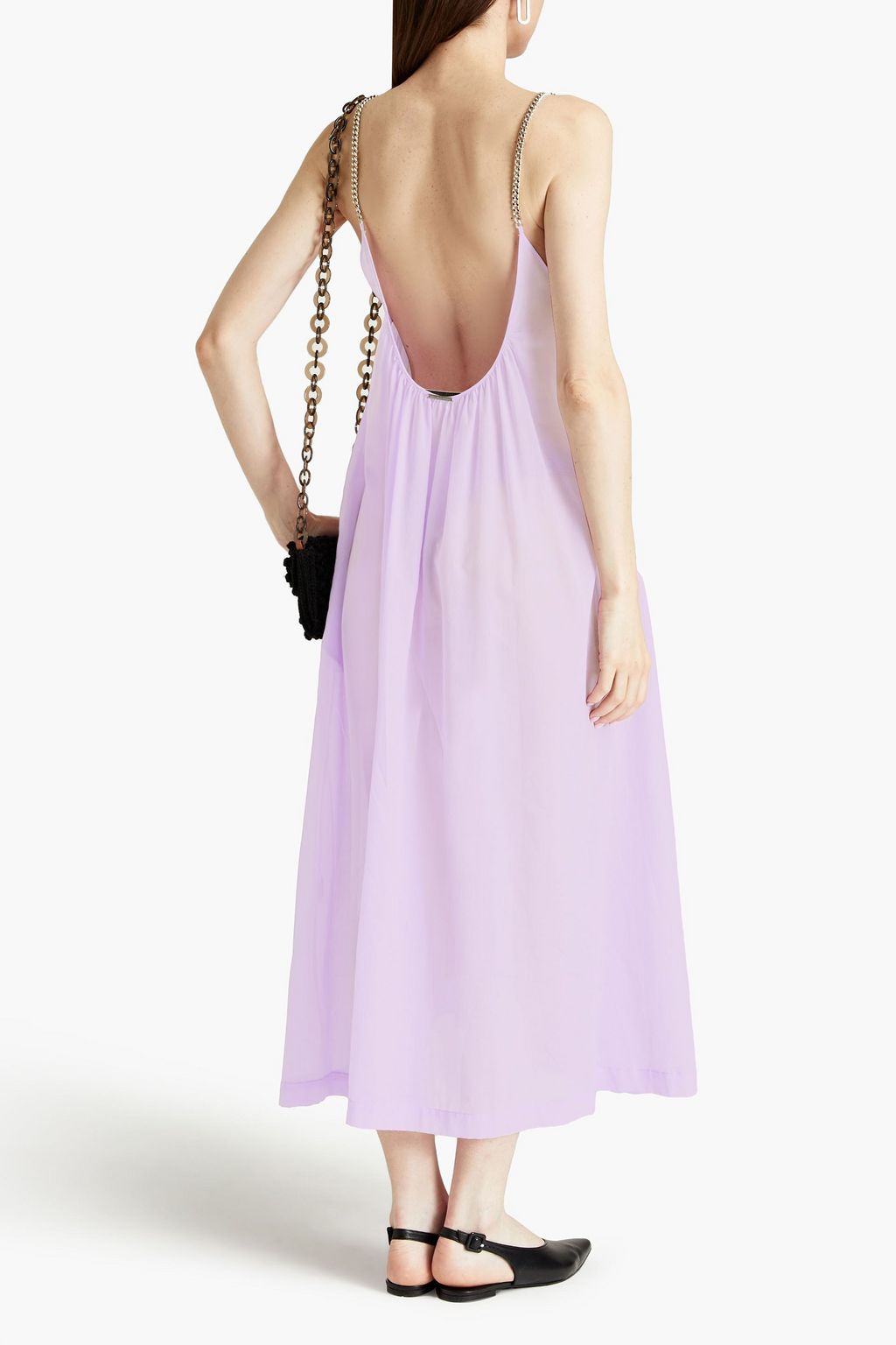 STELLA MCCARTNEY Falabella chain-embellished cotton-voile midi dress