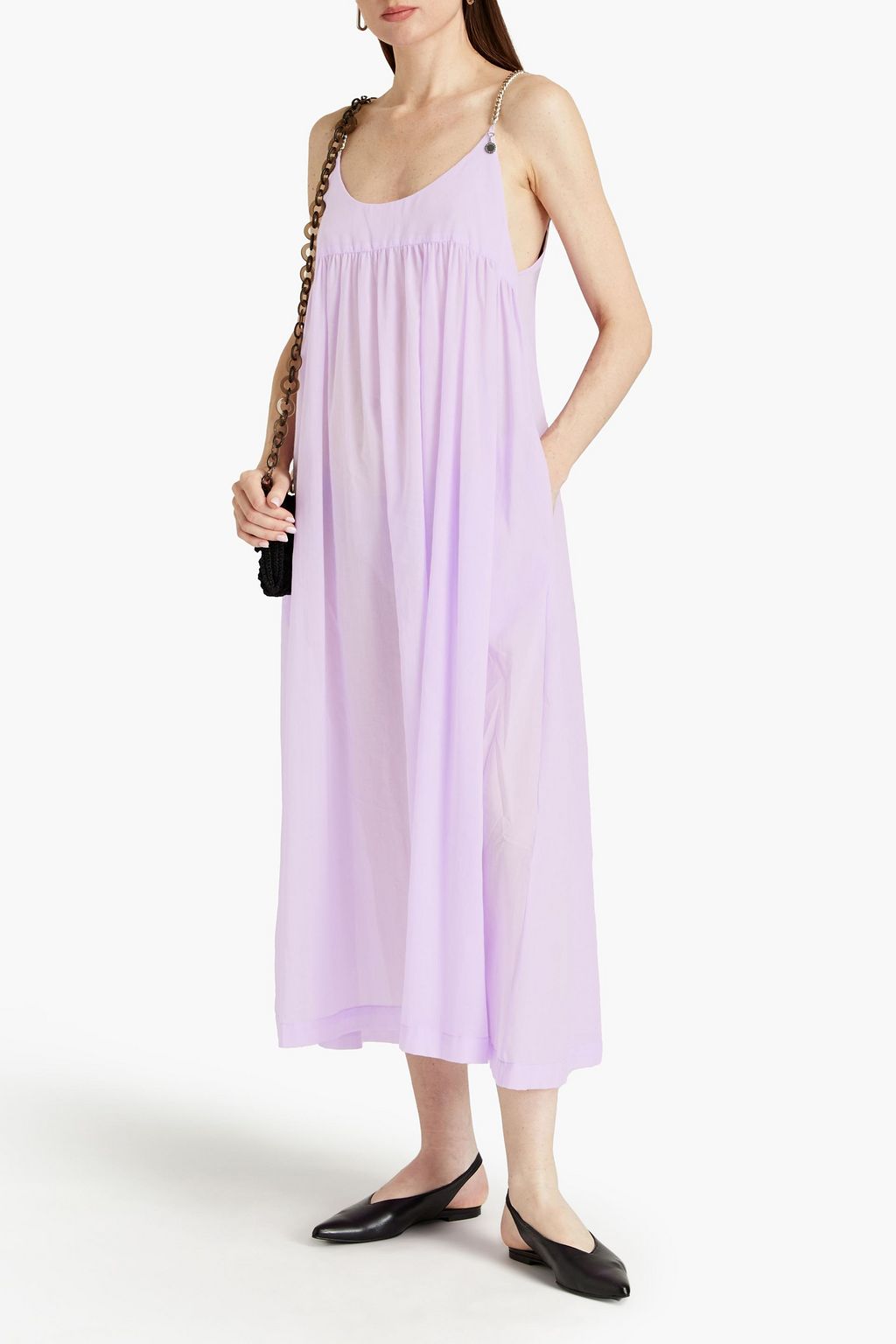 STELLA MCCARTNEY Falabella chain-embellished cotton-voile midi dress