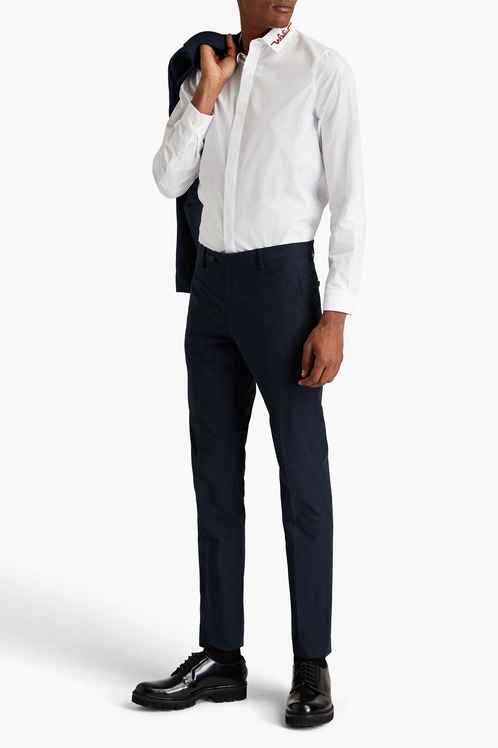 VALENTINO Slim-fit cotton-poplin pants