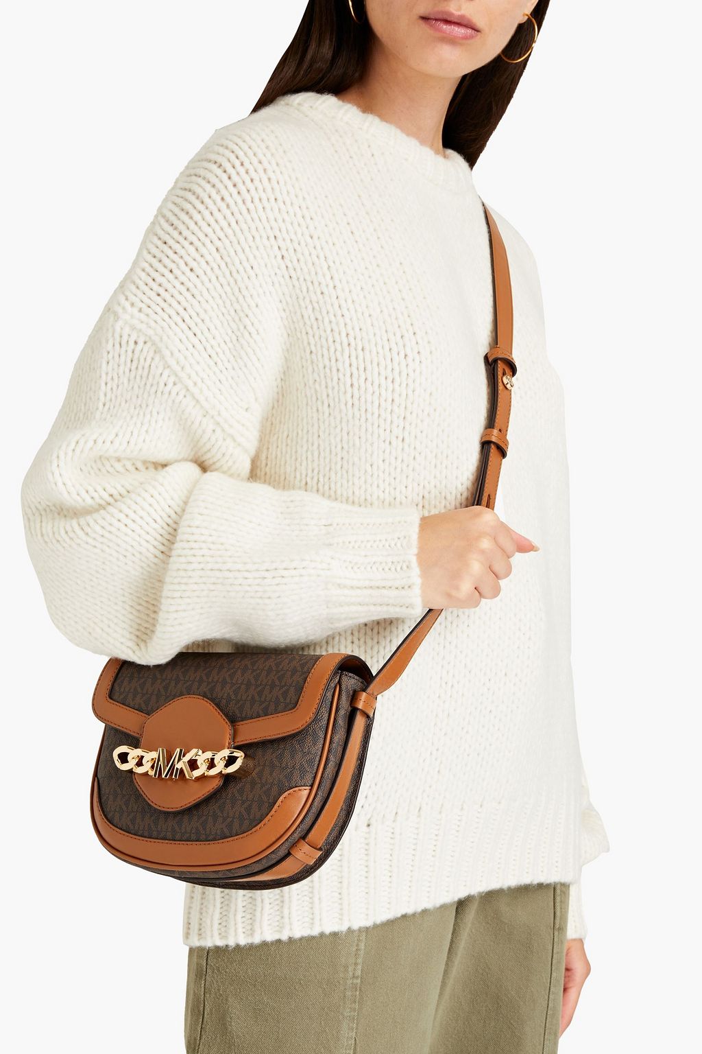 MICHAEL MICHAEL KORS Hally 로고 프린트 인조 가죽 숄더 백