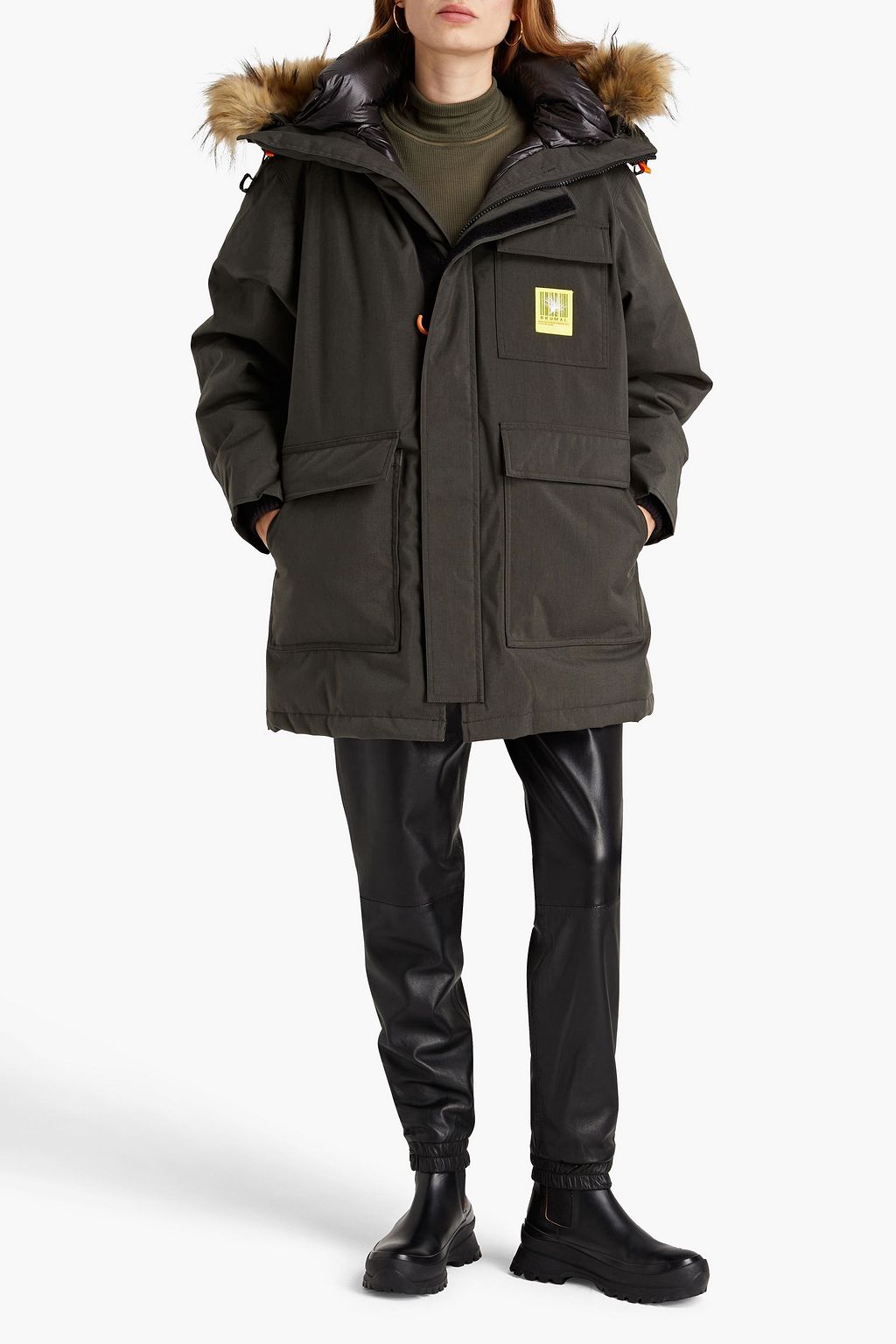 BRUMAL Leopard-print quilted shell hooded down parka