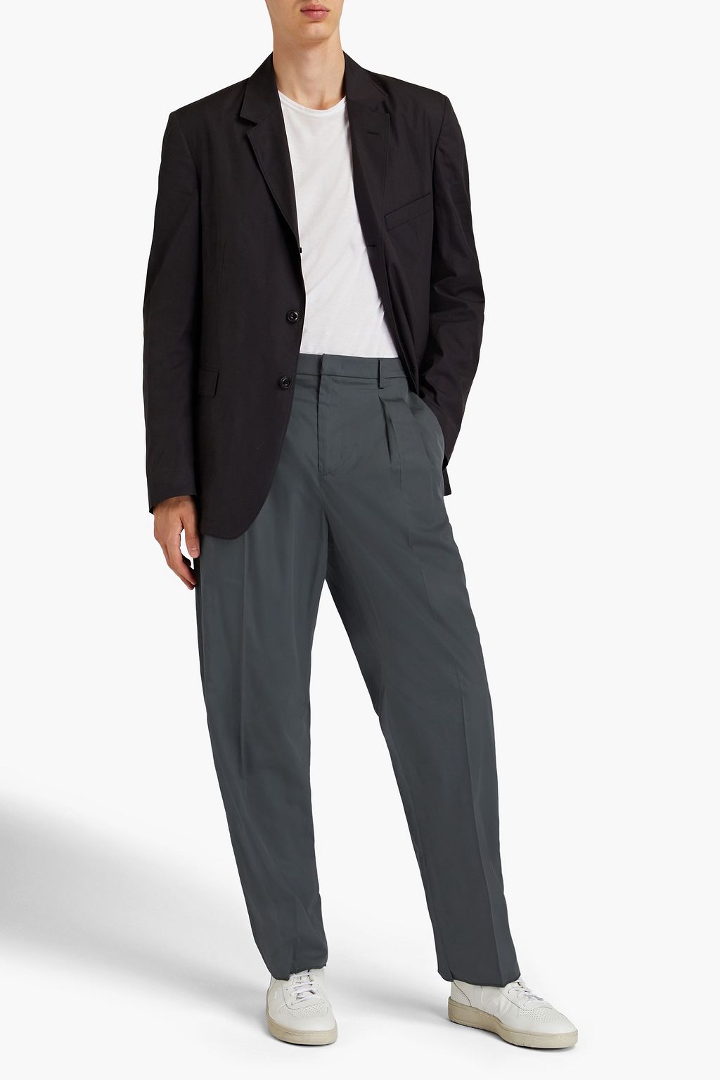VALENTINO Tapered cotton and silk-blend pants