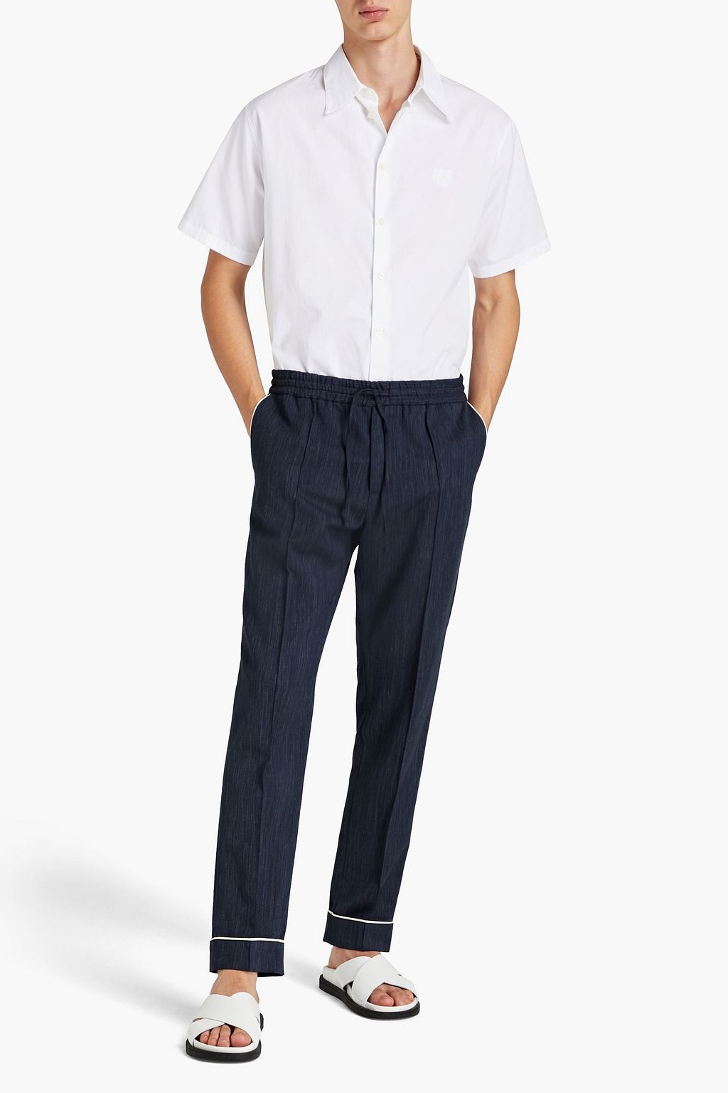VALENTINO GARAVANI Tapered slub wool pants