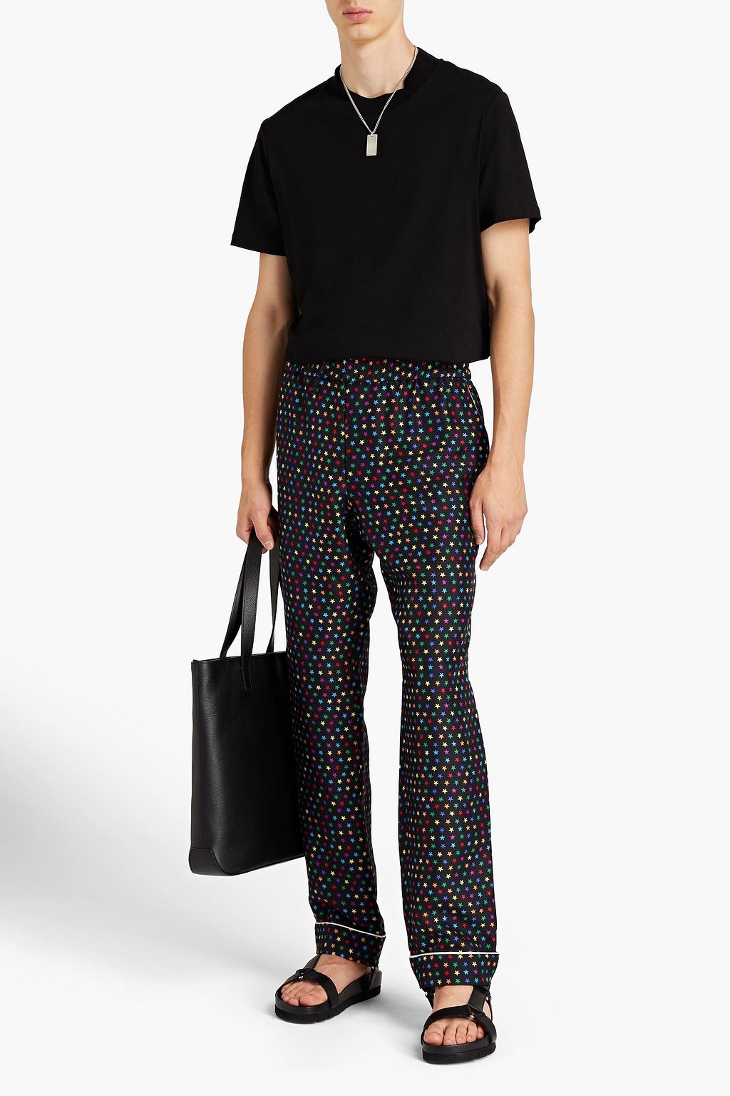 VALENTINO Tapered printed silk-twill pants