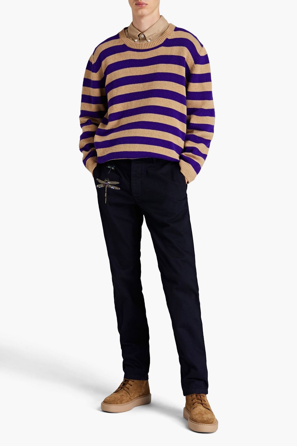 VALENTINO Embellished denim chinos