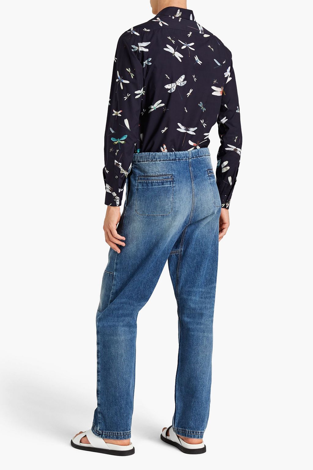 VALENTINO GARAVANI Tapered distressed faded denim jeans