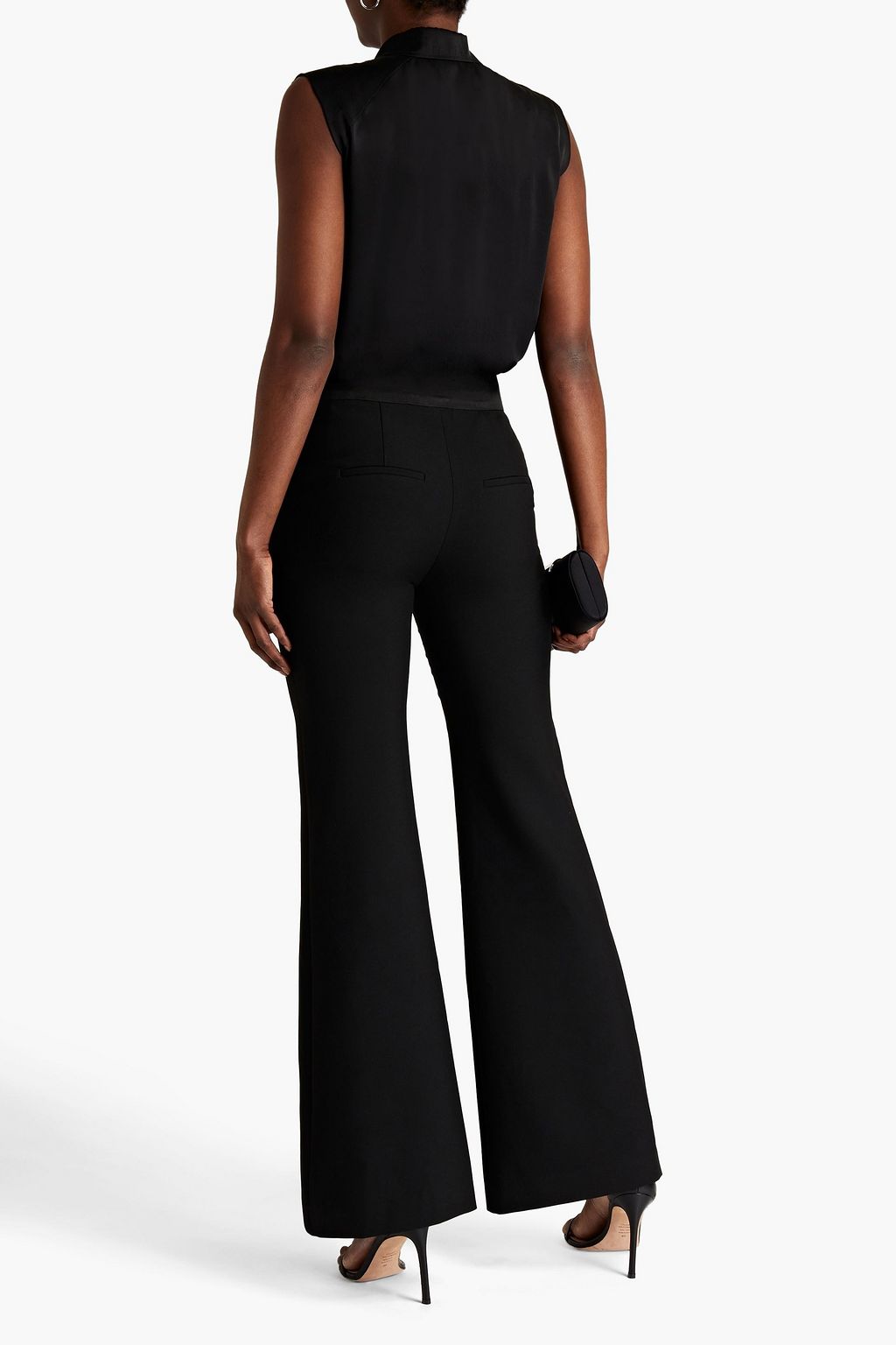 VERONICA BEARD Satin-trimmed crepe flared pants
