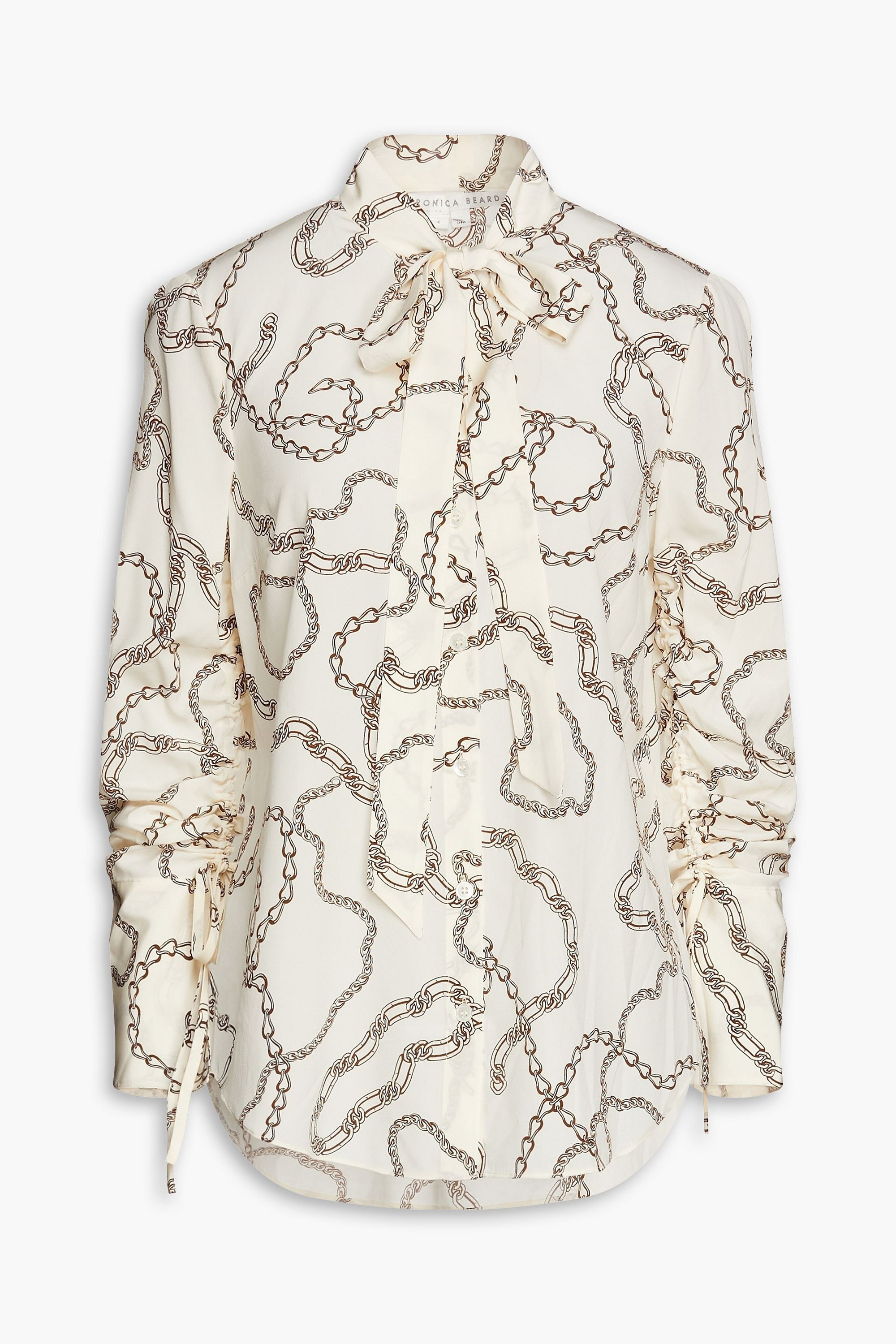 Veronica Beard Remi pussy-bow printed silk-blend crepe de chine blouse thumbnail