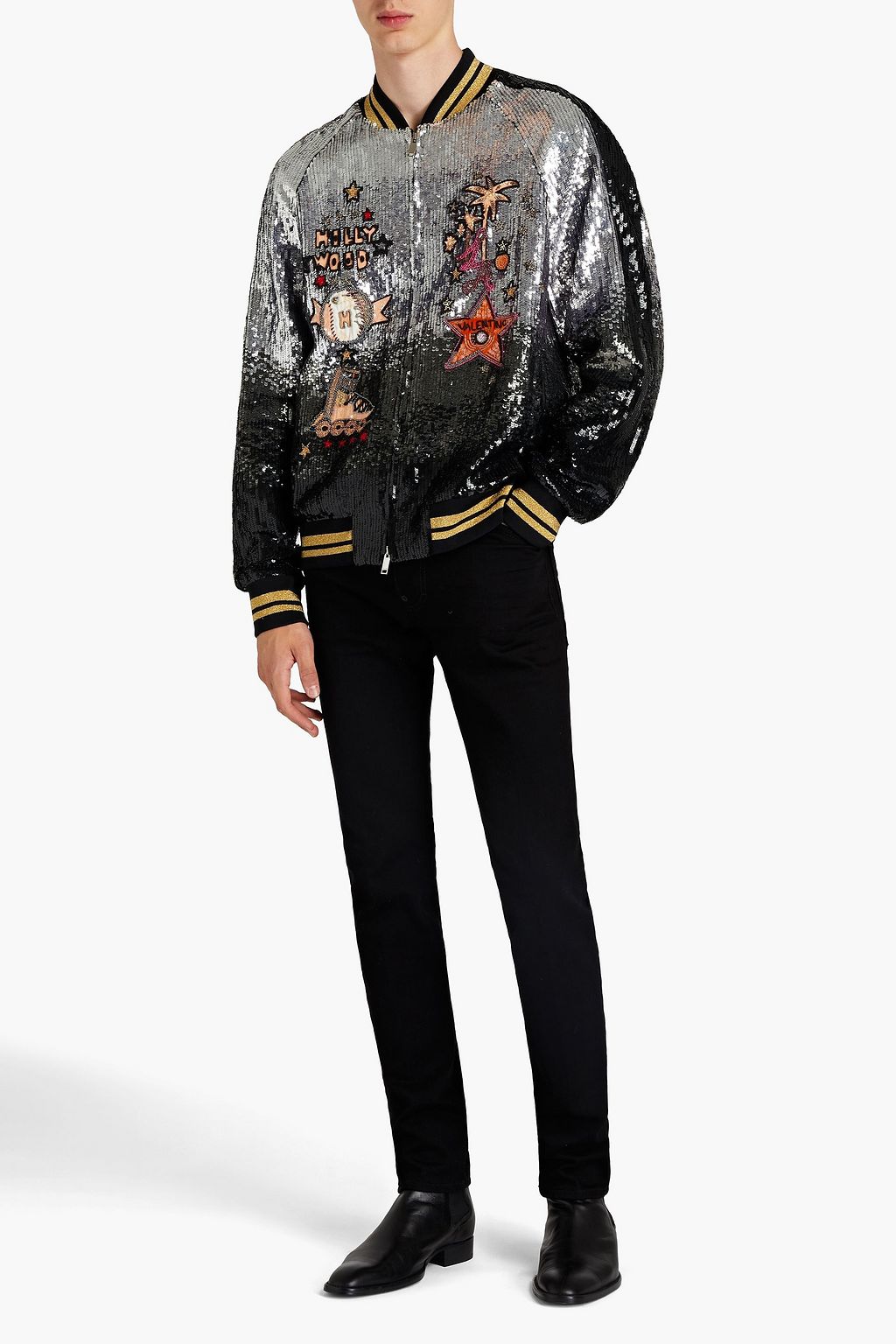 VALENTINO GARAVANI Embellished woven bomber jacket