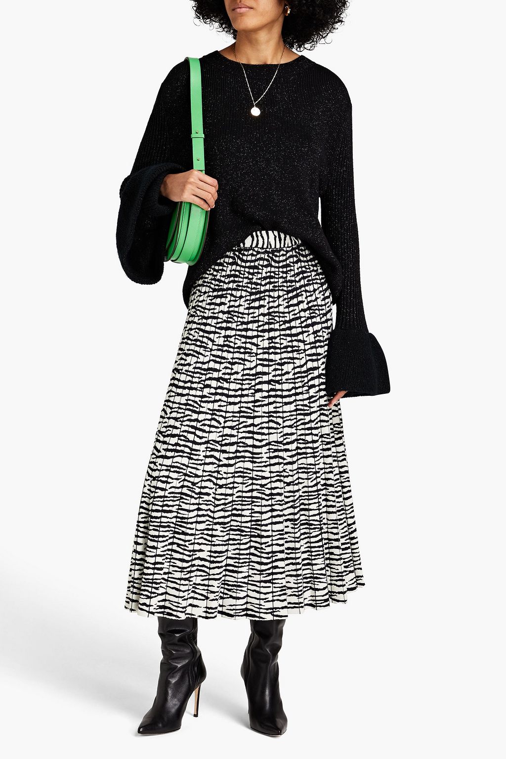 DIANE VON FURSTENBERG Metallic ribbed-knit sweater
