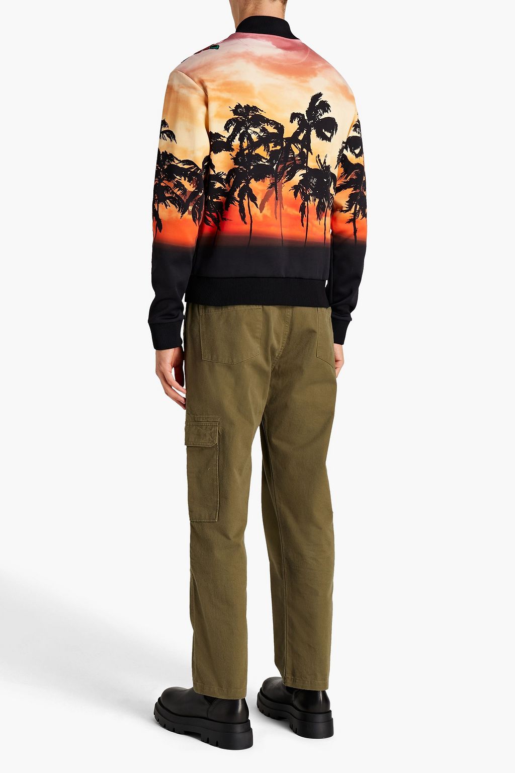 VALENTINO Embellished printed jersey bomber jacket