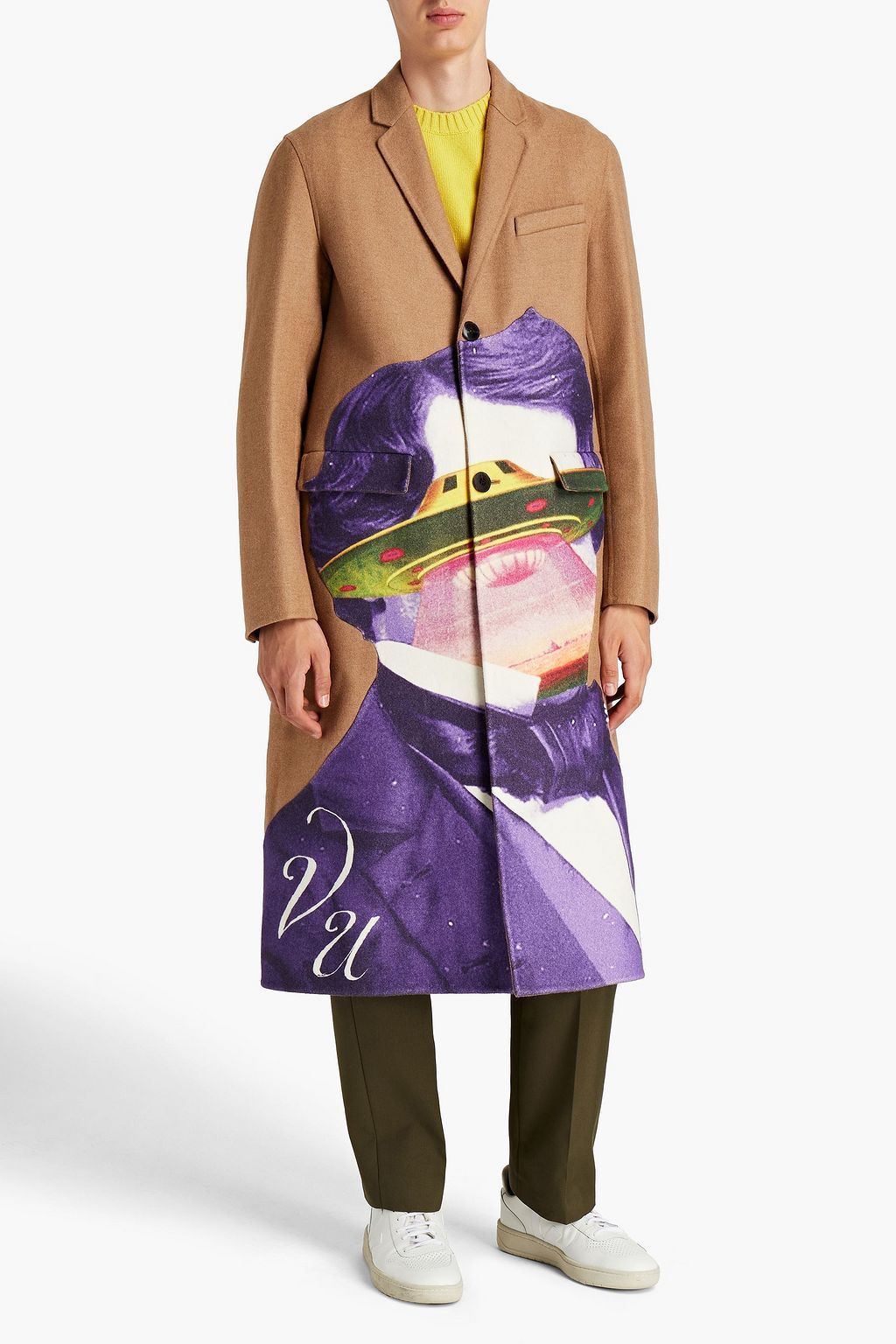 VALENTINO GARAVANI WITH UNDERCOVER Appliquéd camel-hair blend twill coat
