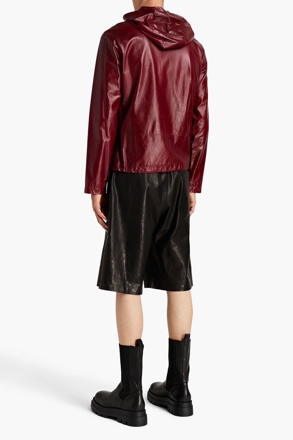 VALENTINO GARAVANI Leather hooded jacket
