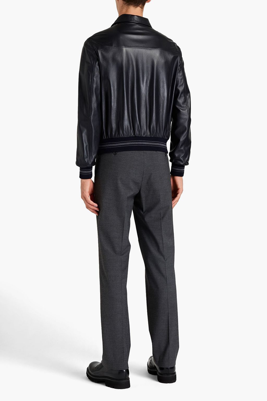 VALENTINO Appliquéd leather bomber jacket