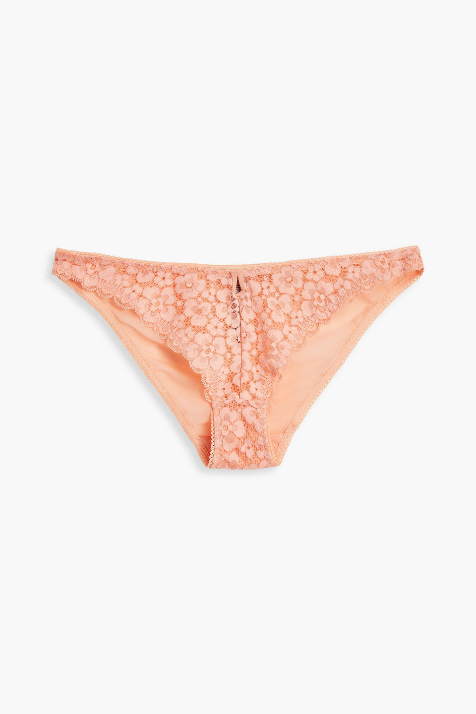 stella mccartney - lace and stretch-jersey mid-rise briefs - orange - s
