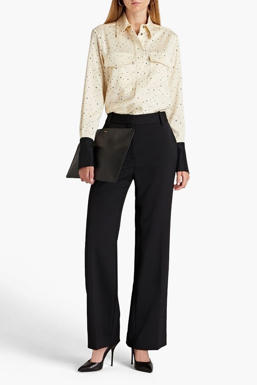 VICTORIA, VICTORIA BECKHAM Printed hammered-crepe shirt
