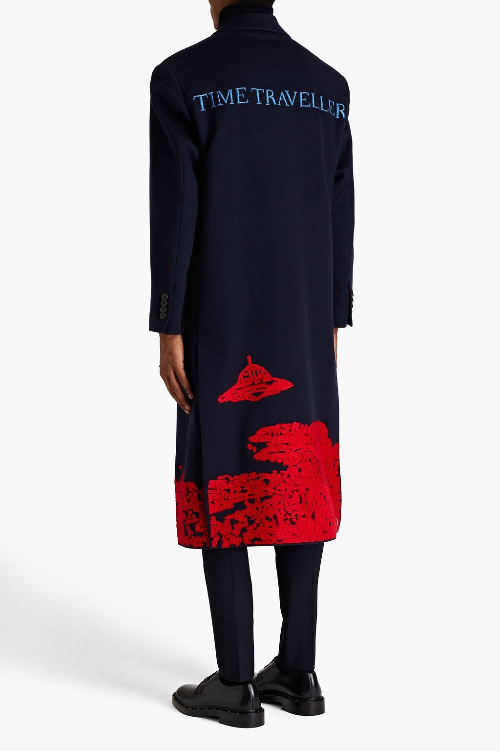 VALENTINO GARAVANI WITH UNDERCOVER Double-breasted embroidered wool and cashmere-blend felt coat
