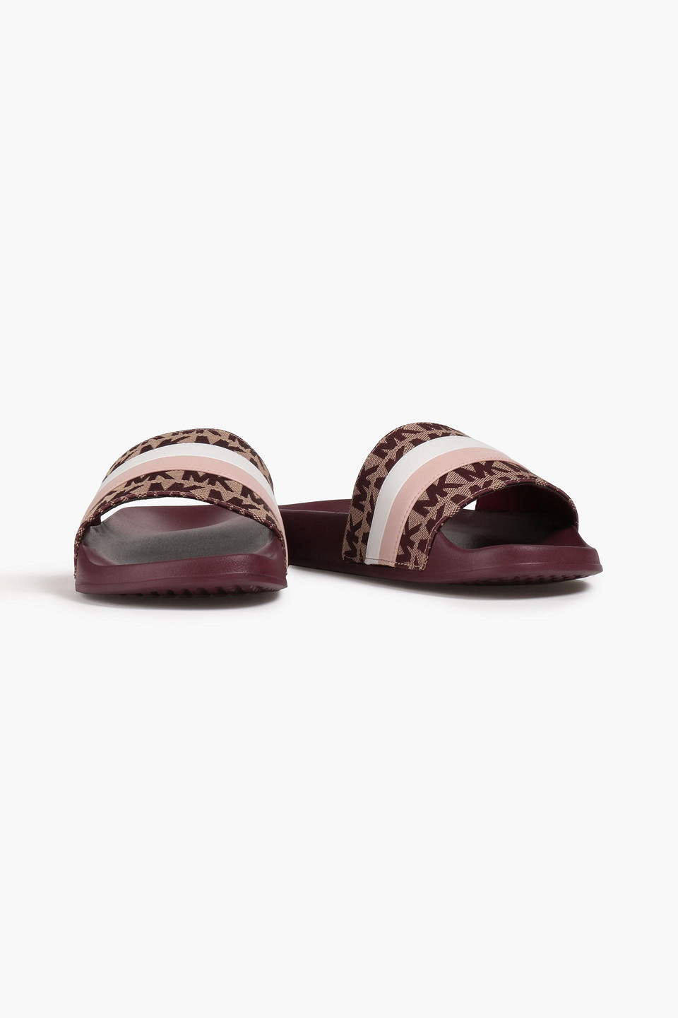 Michael Michael Kors Logo-jacquard Slides In Burgundy