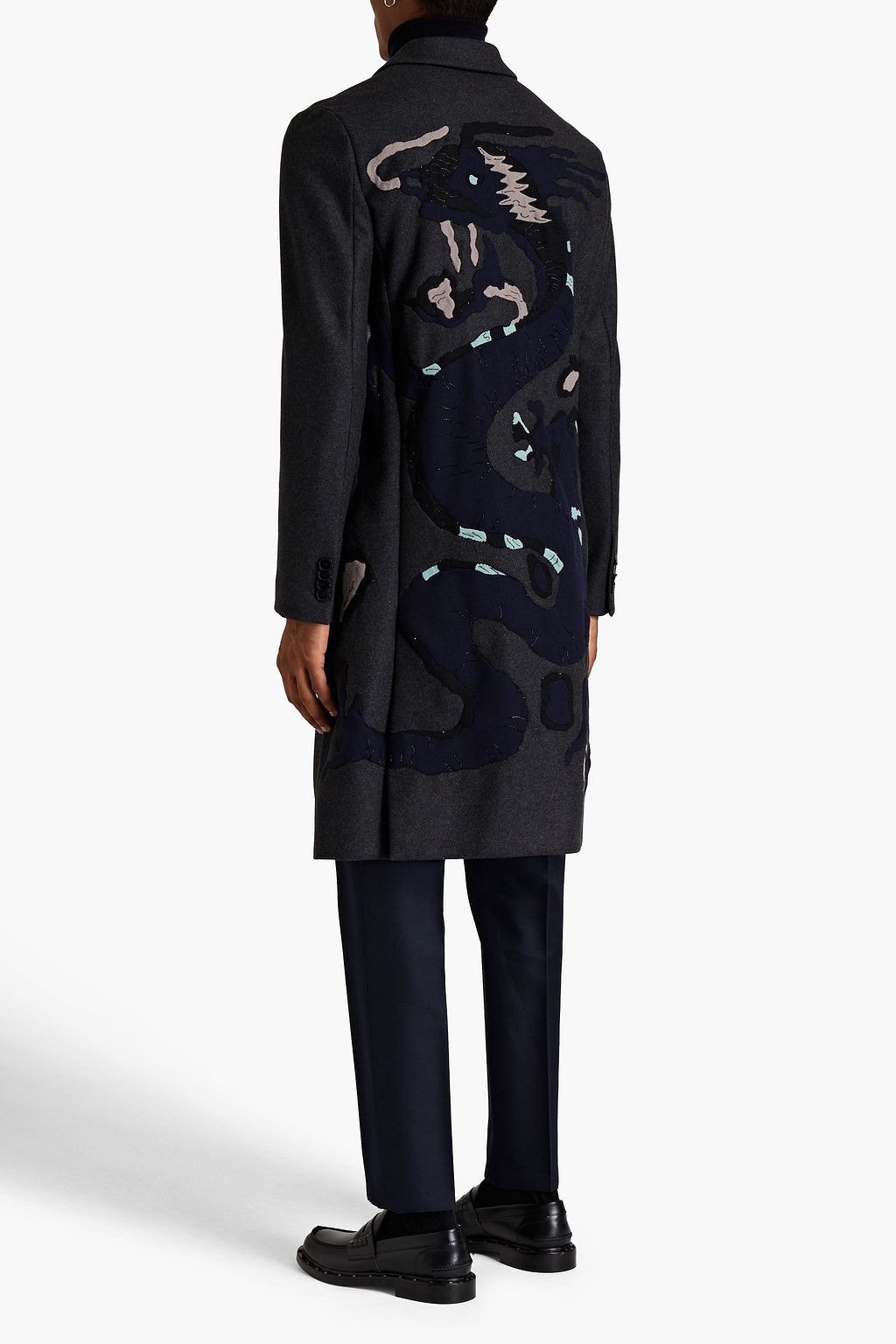 VALENTINO GARAVANI Crystal-embellished intarsia wool-blend felt coat