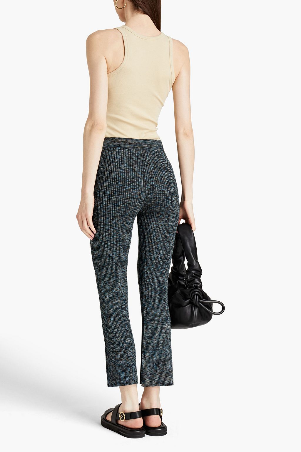 THEORY Marled ribbedknit flared pants THE