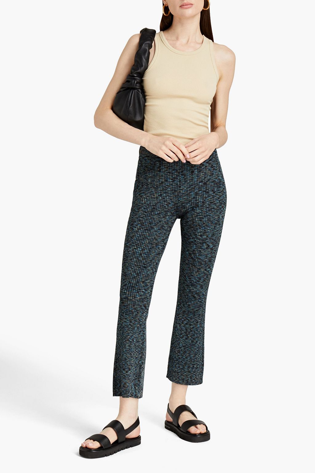 THEORY Marled ribbedknit flared pants THE