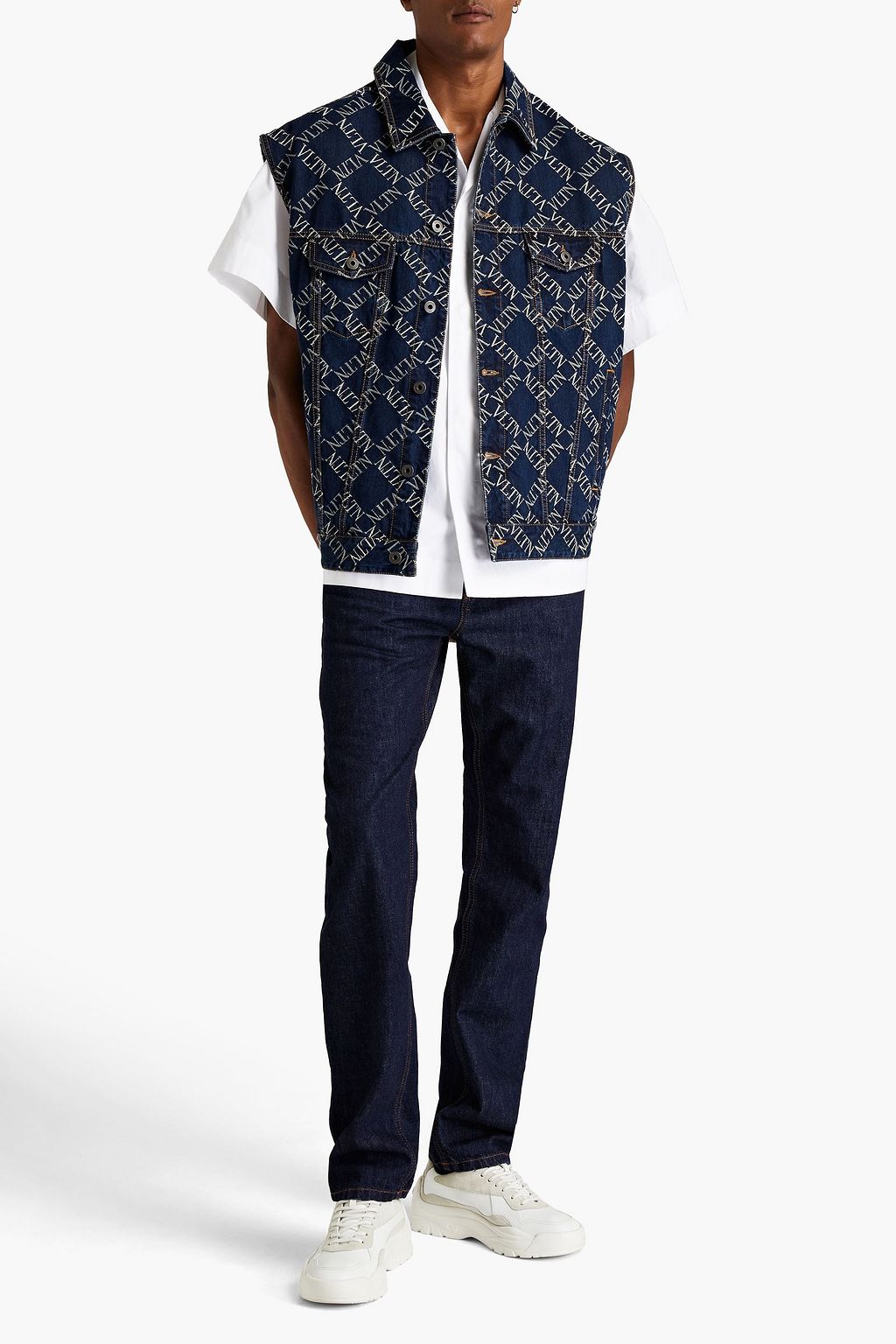 VALENTINO Denim-jacquard vest