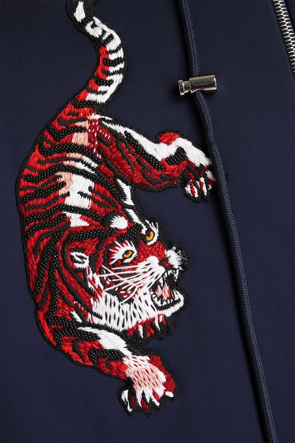 VALENTINO GARAVANI Embellished jersey zip-up hoodie
