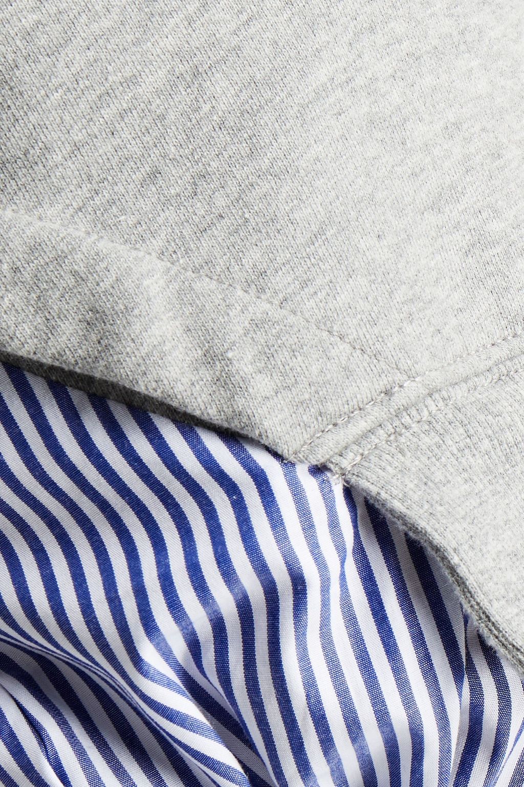 VERONICA BEARD Striped cotton-poplin paneled French cotton-terry hoodie