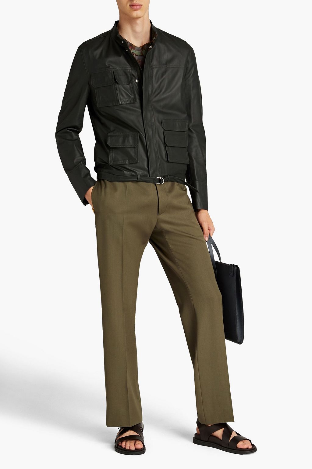 VALENTINO GARAVANI Gathered leather jacket