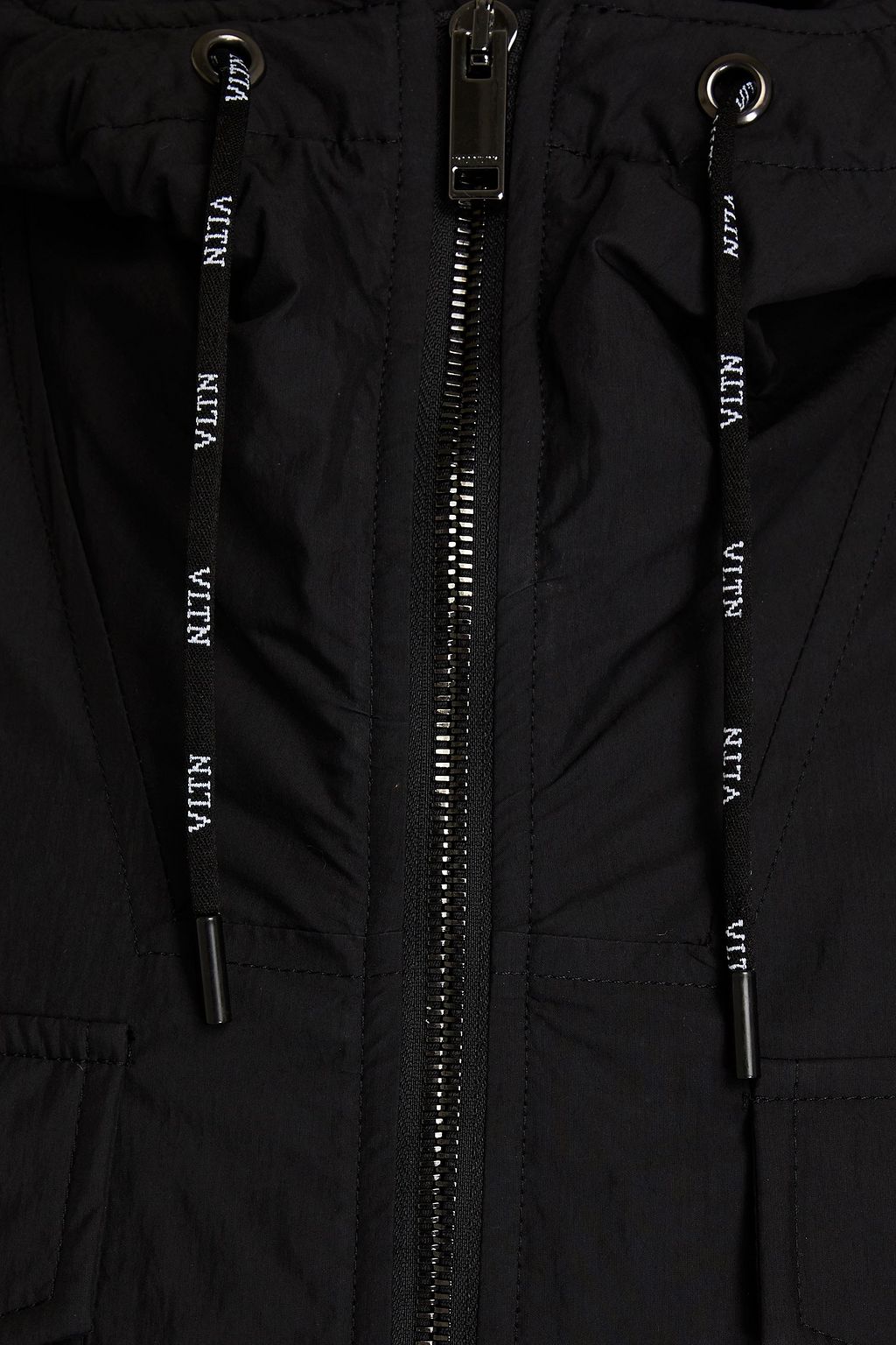 VALENTINO Crinkled shell zip-up hooded jacket