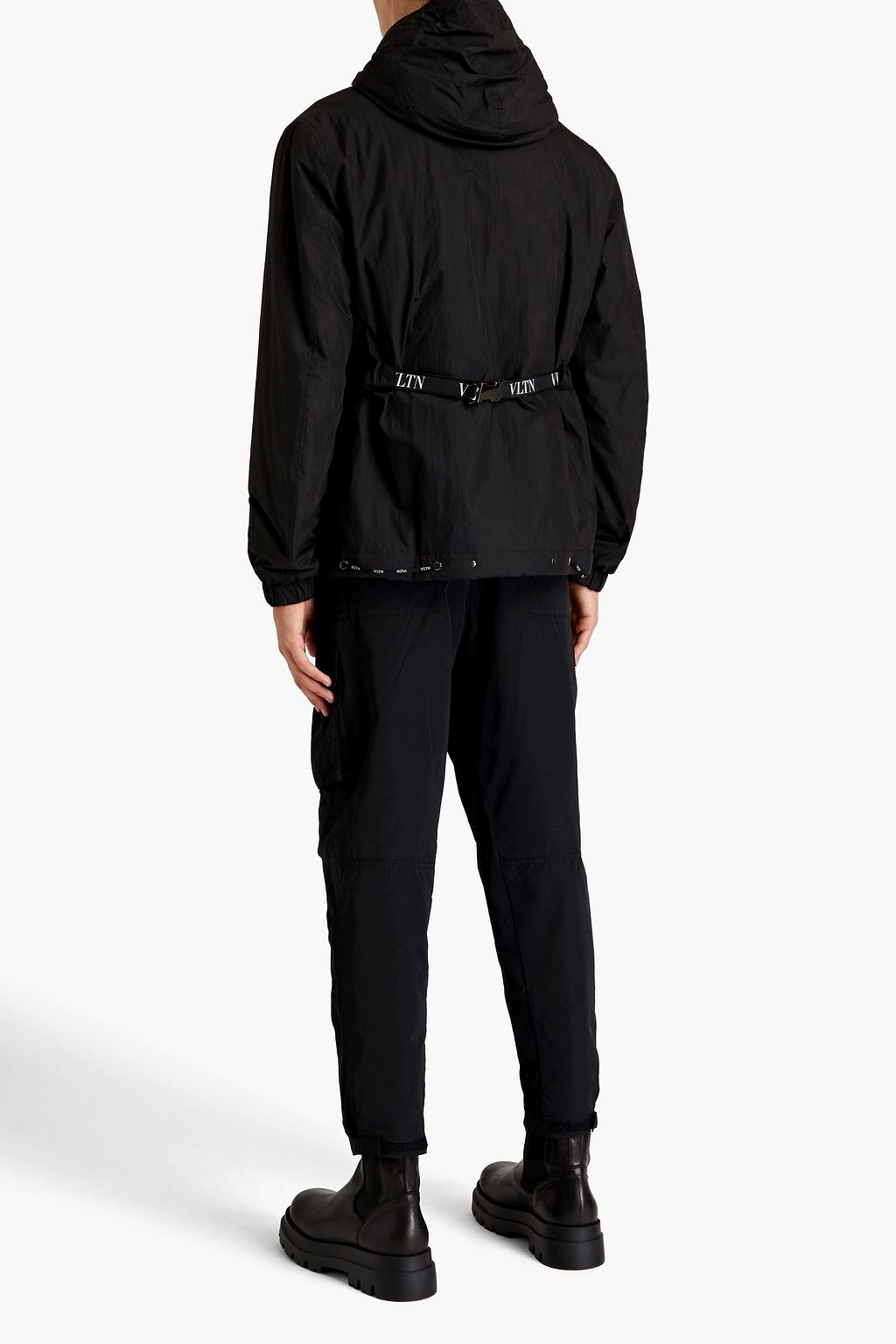 VALENTINO Crinkled shell zip-up hooded jacket
