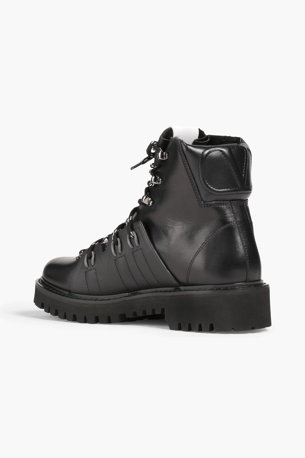 VALENTINO GARAVANI Logo-embroidered leather hiking boots
