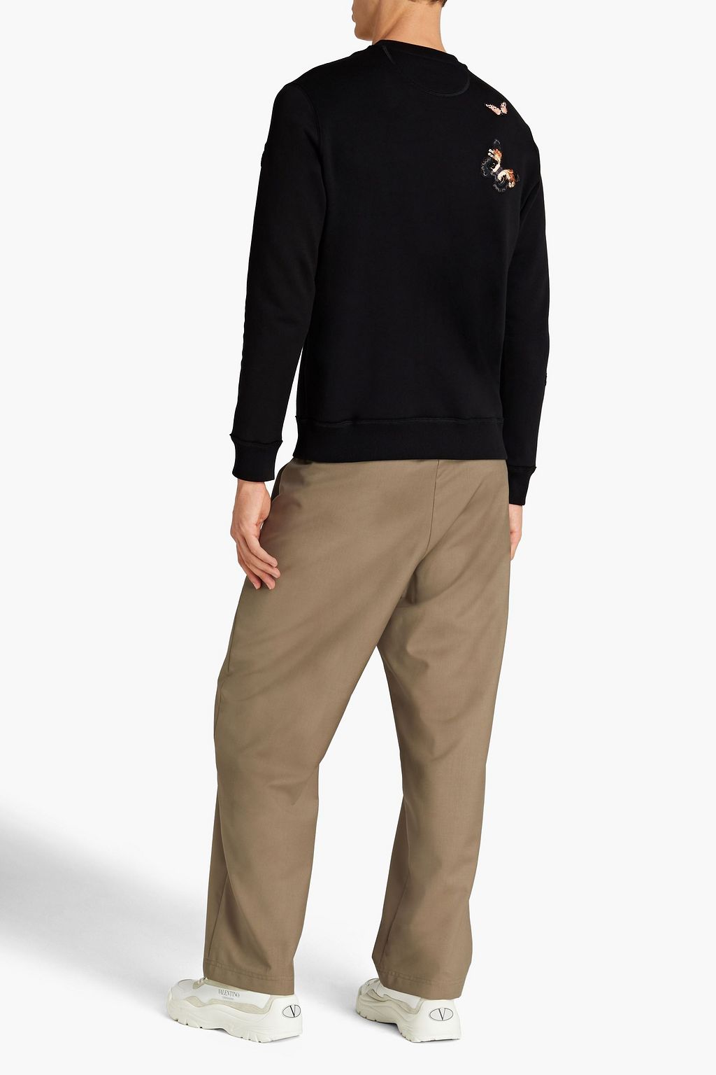 VALENTINO GARAVANI Embellished French cotton-terry sweatshirt
