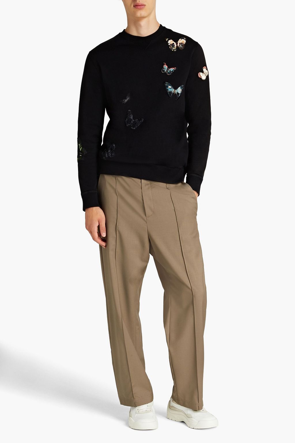 VALENTINO GARAVANI Embellished French cotton-terry sweatshirt