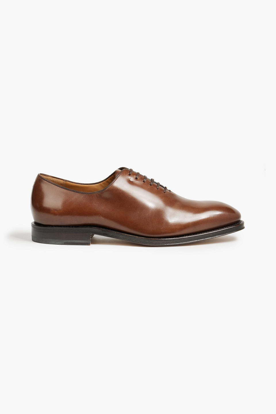 FERRAGAMO CARMELO GLOSSED-LEATHER OXFORD SHOES,3074457345632290193