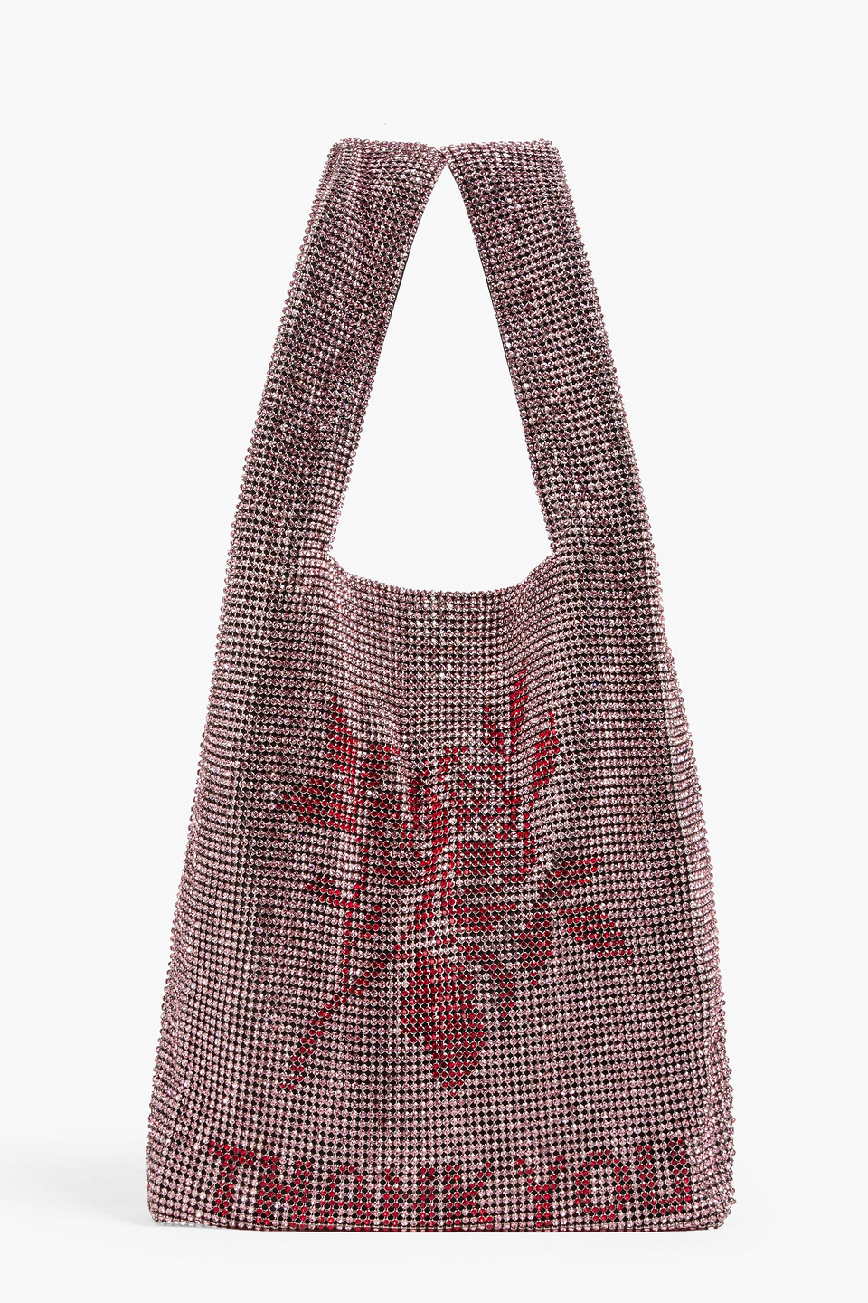 Alexander Wang Wangloc Mini Crystal-embellished Printed Mesh Tote In Burgundy