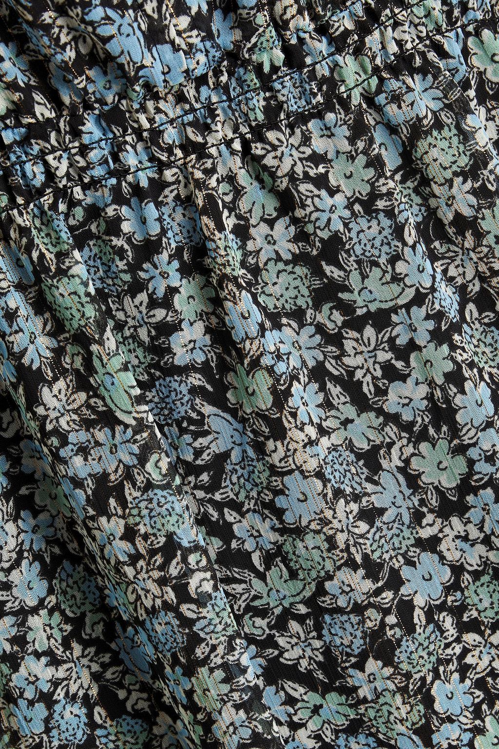 MAJE Tiered floral-print metallic fil coupé chiffon midi dress