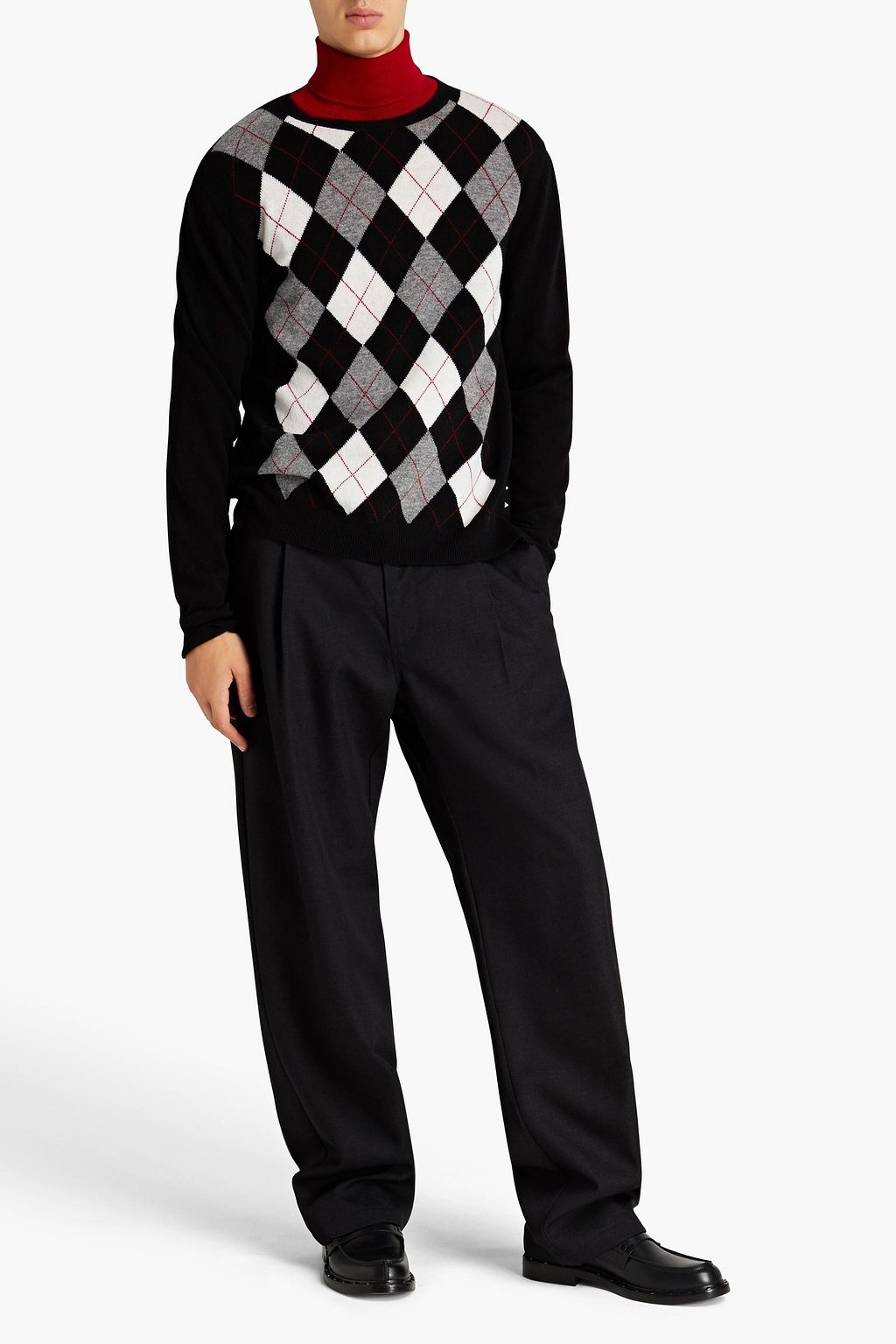 VALENTINO Studded argyle wool sweater