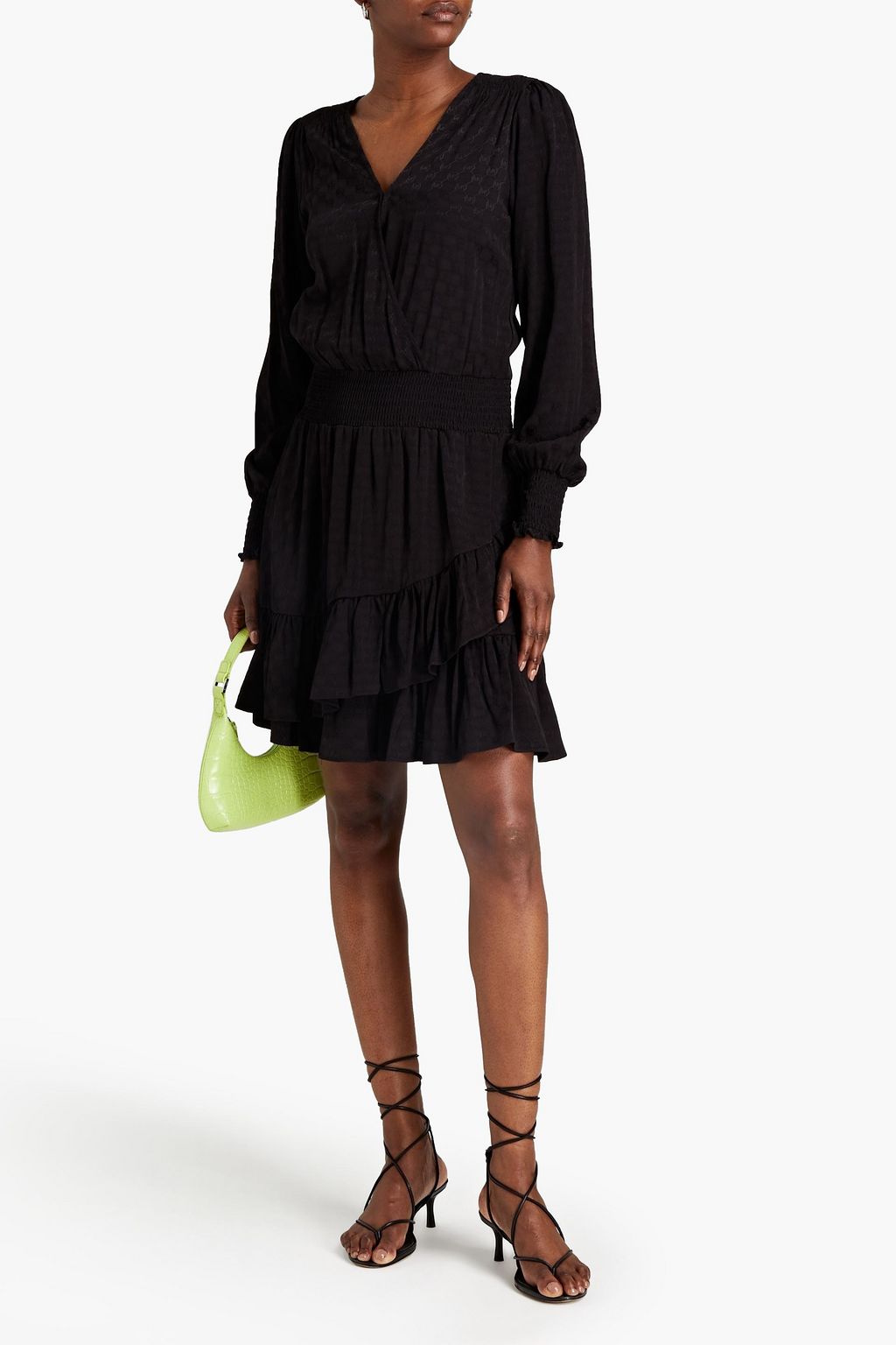 MICHAEL MICHAEL KORS Wrap-effect gathered logo-print dress