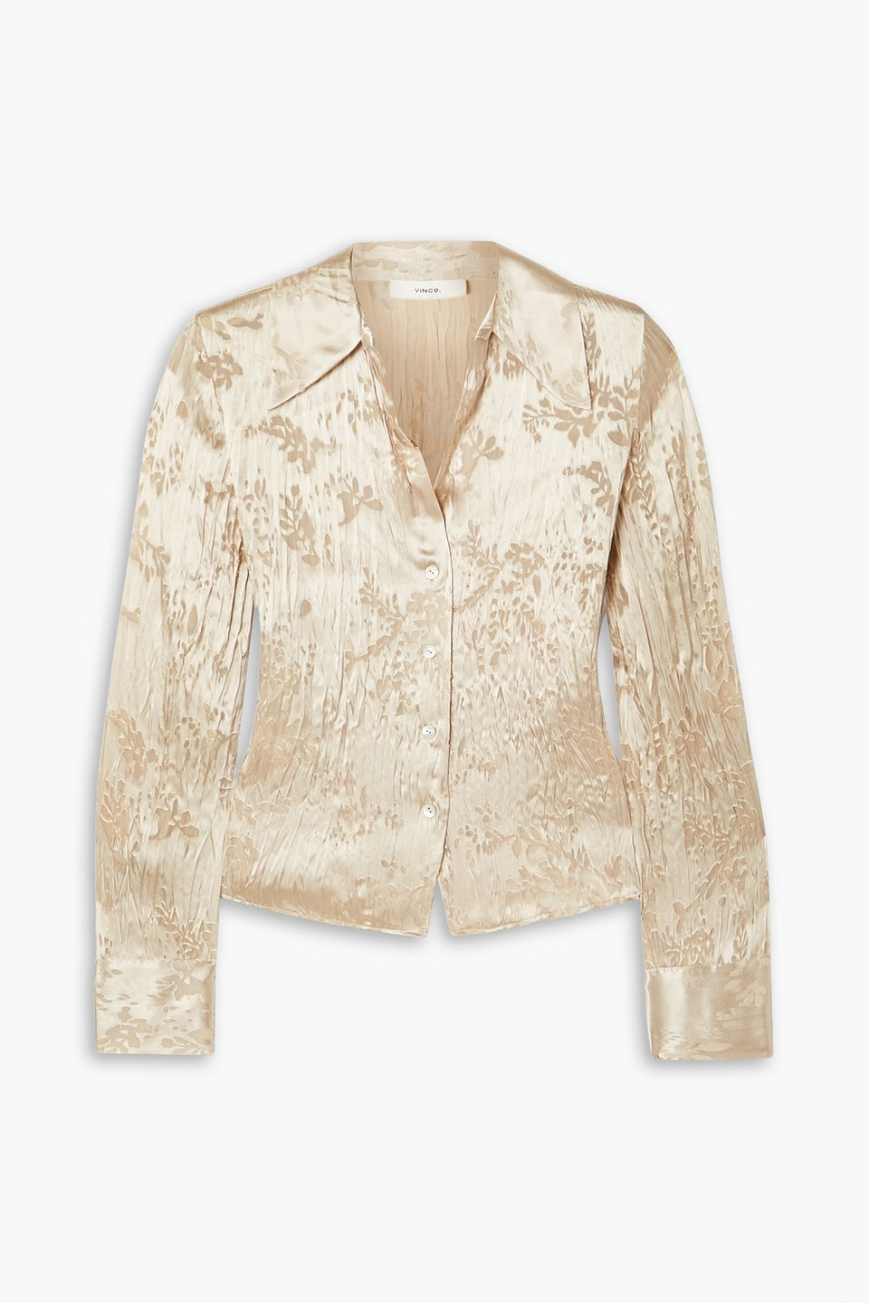 Vince Pleated Burnout Satin Shirt In Pink