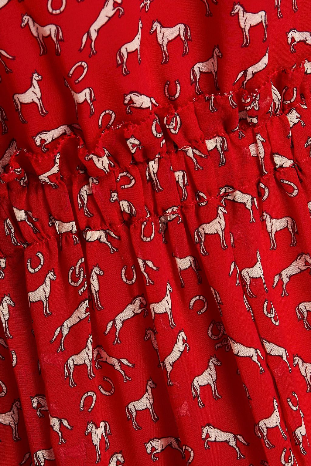 MAJE Gathered printed crepe maxi dress