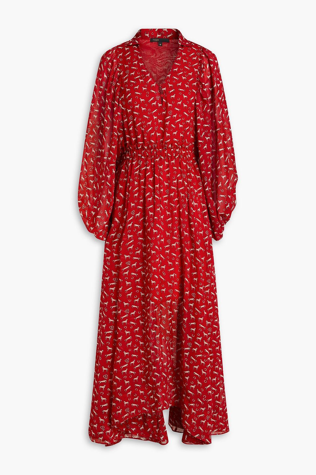 MAJE Gathered printed crepe maxi dress | THE OUTNET