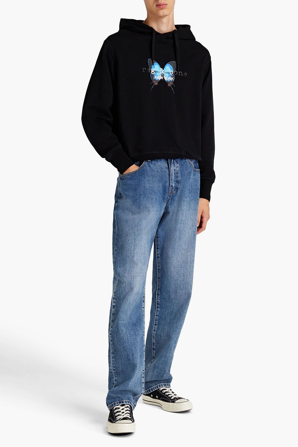 RAG & BONE City printed organic French cotton-terry hoodie