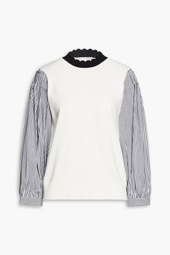 veronica beard roy mixed media pullover