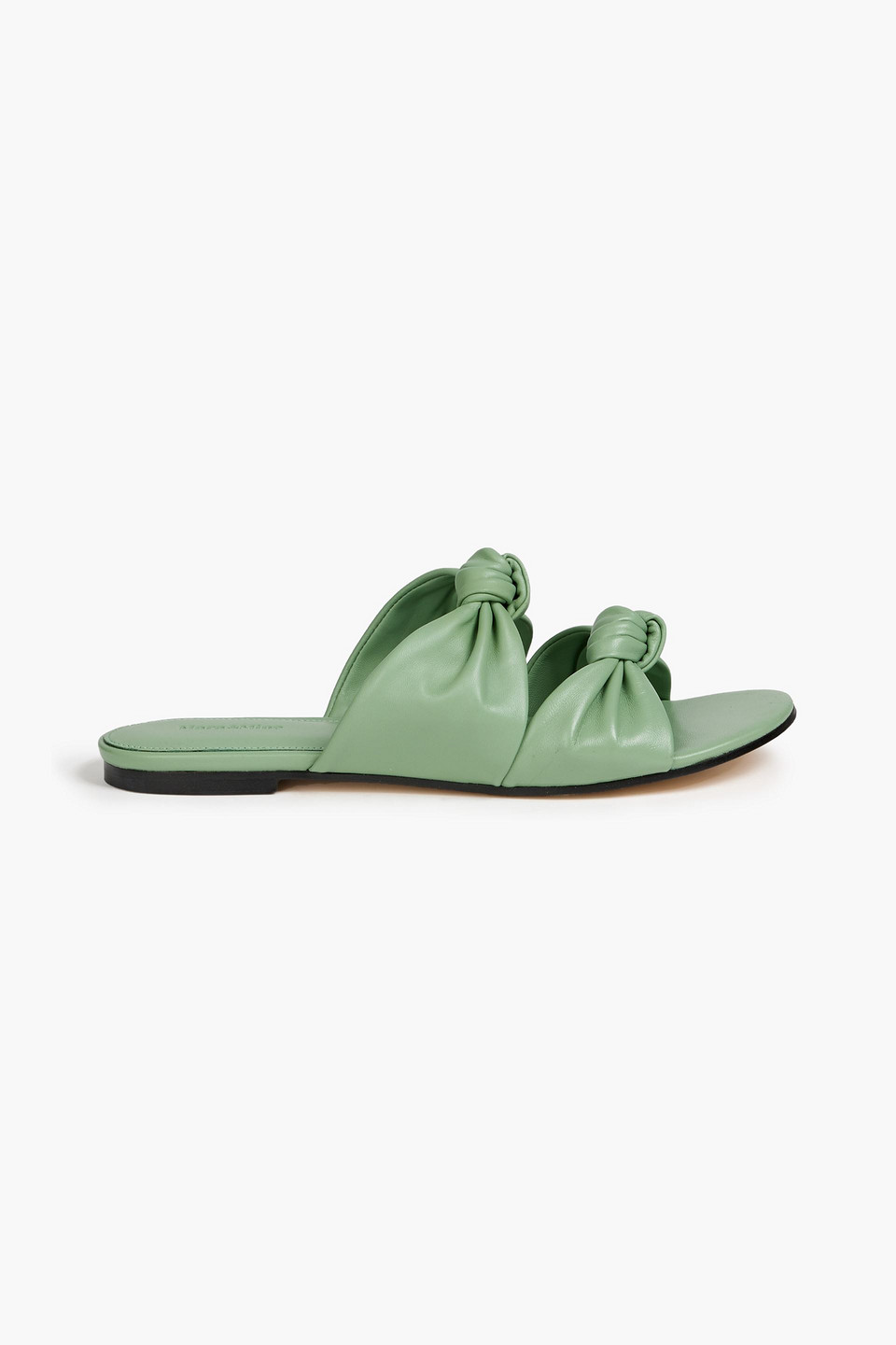 Mara & Mine Isabelle Knotted Leather Slides In Sage Green